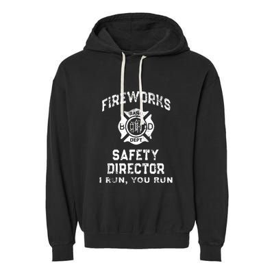 Funny FIREWORKS SAFETY DIRECTOR Firefighter America Red Garment-Dyed Fleece Hoodie