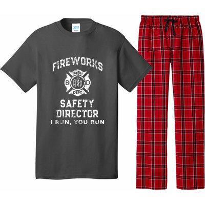 Funny FIREWORKS SAFETY DIRECTOR Firefighter America Red Pajama Set