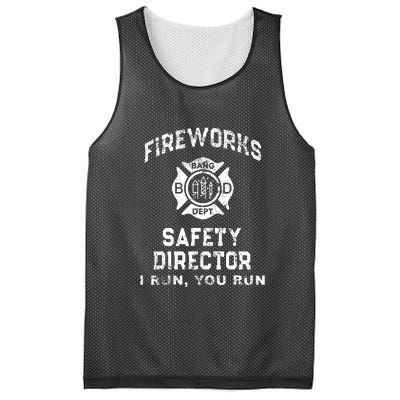 Funny FIREWORKS SAFETY DIRECTOR Firefighter America Red Mesh Reversible Basketball Jersey Tank