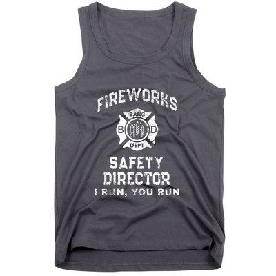 Funny FIREWORKS SAFETY DIRECTOR Firefighter America Red Tank Top