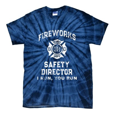 Funny FIREWORKS SAFETY DIRECTOR Firefighter America Red Tie-Dye T-Shirt