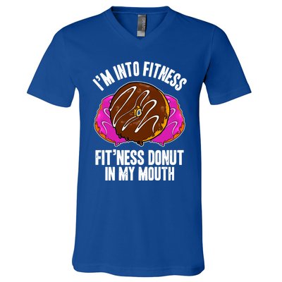 Funny Fitness Saying Workout Gym National Donut Day Lover Funny Gift V-Neck T-Shirt