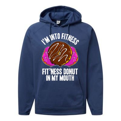 Funny Fitness Saying Workout Gym National Donut Day Lover Funny Gift Performance Fleece Hoodie