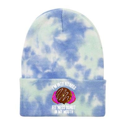 Funny Fitness Saying Workout Gym National Donut Day Lover Funny Gift Tie Dye 12in Knit Beanie