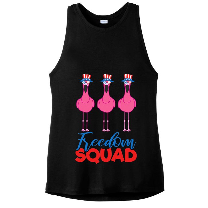 Flamingo Freedom Squad Matching 4th Of July Usa Team Gift Ladies PosiCharge Tri-Blend Wicking Tank
