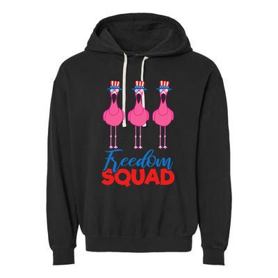Flamingo Freedom Squad Matching 4th Of July Usa Team Gift Garment-Dyed Fleece Hoodie