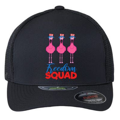 Flamingo Freedom Squad Matching 4th Of July Usa Team Gift Flexfit Unipanel Trucker Cap
