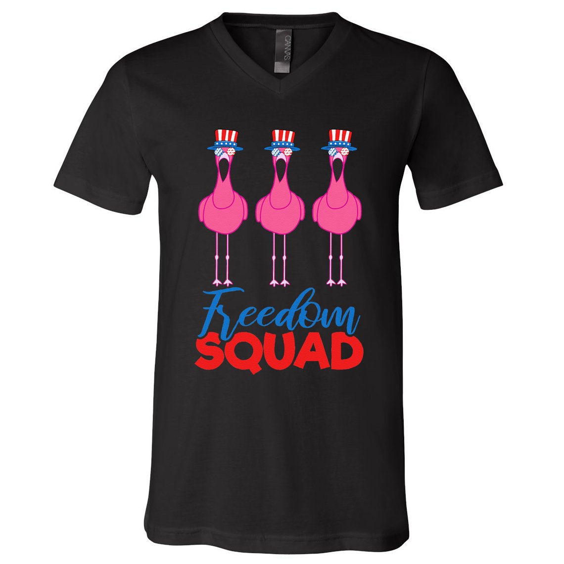 Flamingo Freedom Squad Matching 4th Of July Usa Team Gift V-Neck T-Shirt