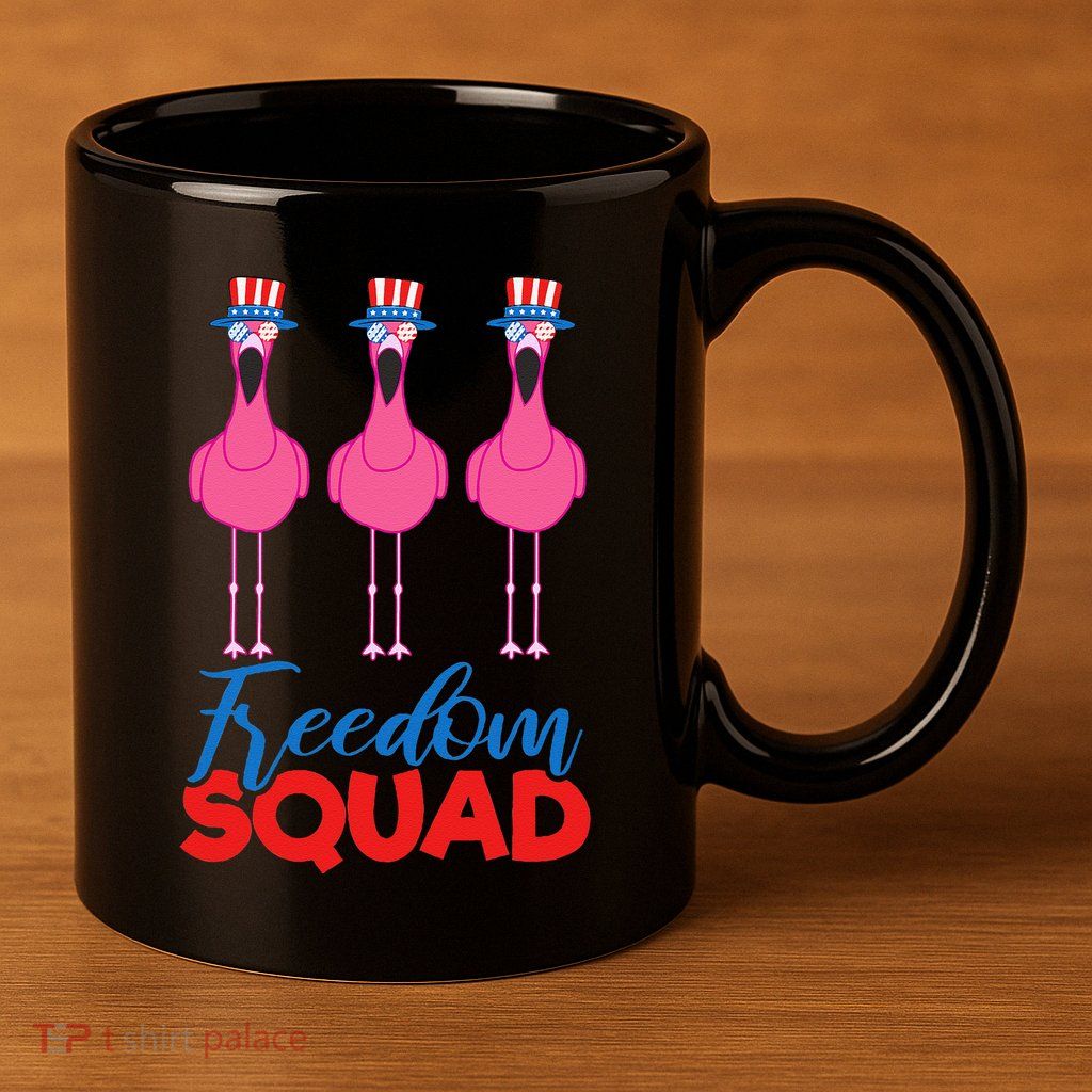 Flamingo Freedom Squad Matching 4th Of July Usa Team Gift 11oz C Handle Ceramic Mug