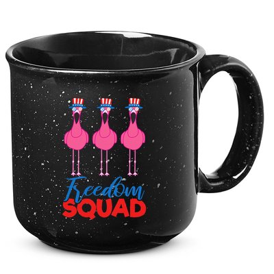 Flamingo Freedom Squad Matching 4th Of July Usa Team Gift 15oz Campfire Ceramic Mug