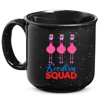 Flamingo Freedom Squad Matching 4th Of July Usa Team Gift 15oz Campfire Ceramic Mug