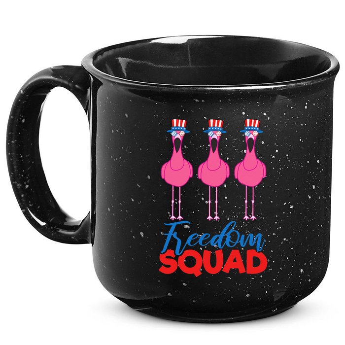 Flamingo Freedom Squad Matching 4th Of July Usa Team Gift 15oz Campfire Ceramic Mug
