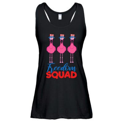 Flamingo Freedom Squad Matching 4th Of July Usa Team Gift Ladies Essential Flowy Tank