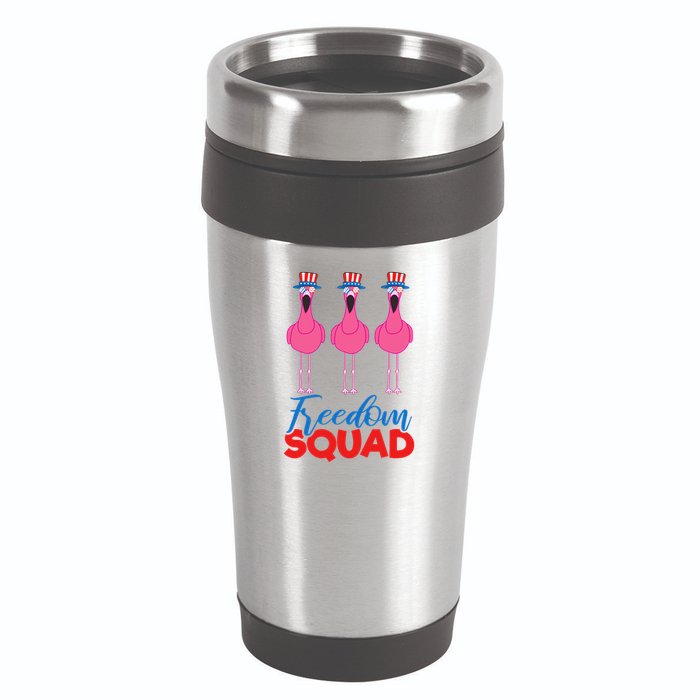 Flamingo Freedom Squad Matching 4th Of July Usa Team Gift 16oz Travel Tumbler