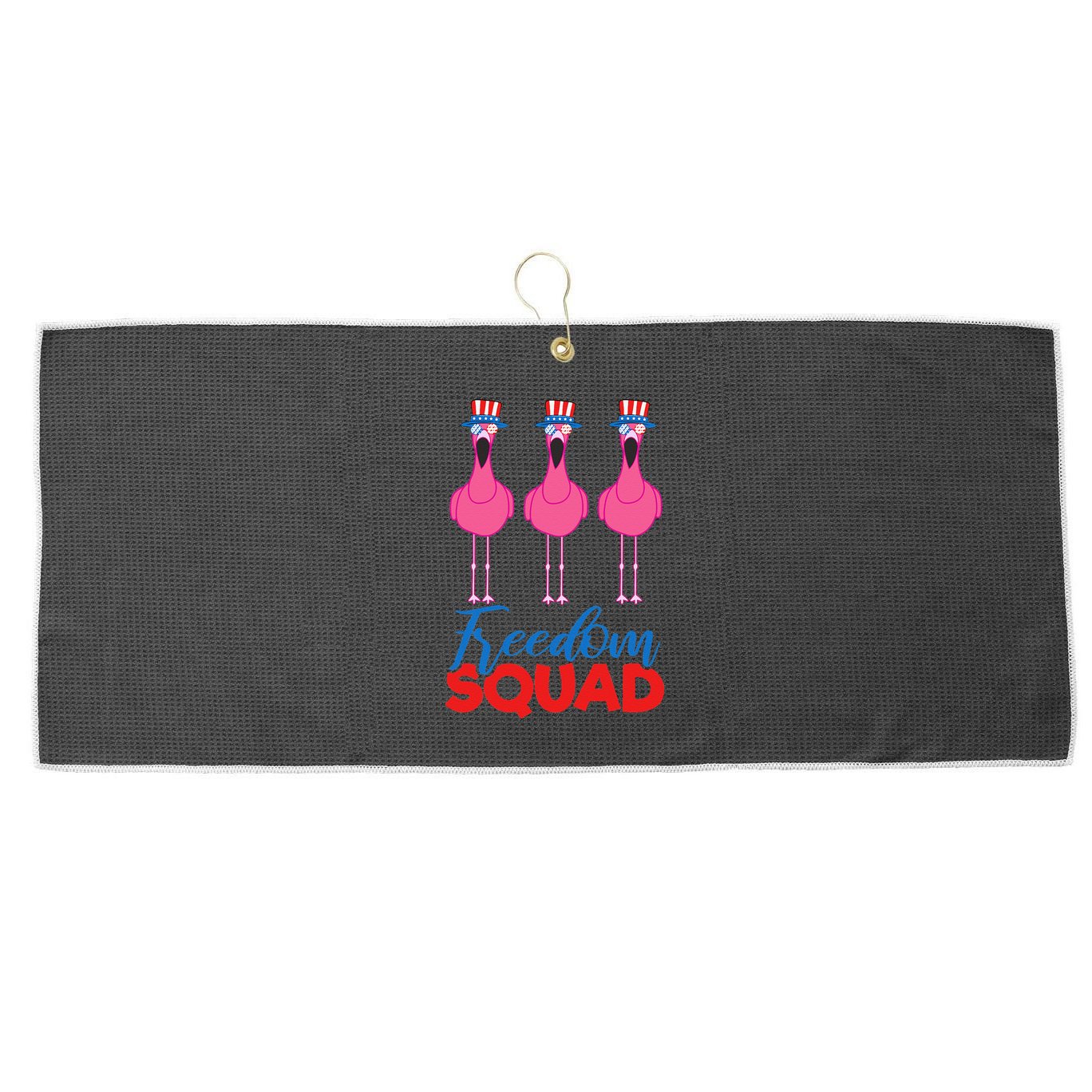 Flamingo Freedom Squad Matching 4th Of July Usa Team Gift Large Microfiber Waffle Golf Towel