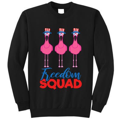 Flamingo Freedom Squad Matching 4th Of July Usa Team Gift Tall Sweatshirt
