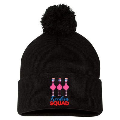 Flamingo Freedom Squad Matching 4th Of July Usa Team Gift Pom Pom 12in Knit Beanie
