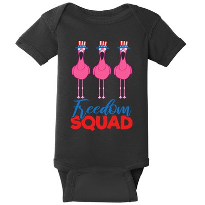 Flamingo Freedom Squad Matching 4th Of July Usa Team Gift Baby Bodysuit