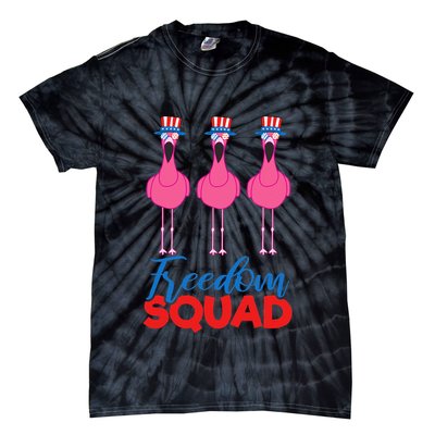 Flamingo Freedom Squad Matching 4th Of July Usa Team Gift Tie-Dye T-Shirt