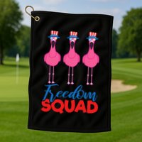 Flamingo Freedom Squad Matching 4th Of July Usa Team Gift Golf Towel
