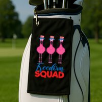 Flamingo Freedom Squad Matching 4th Of July Usa Team Gift Golf Towel