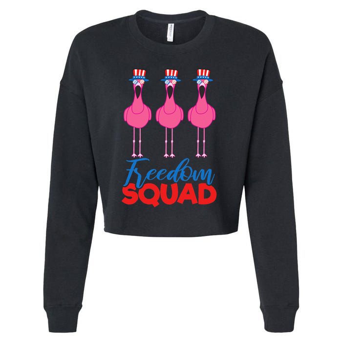 Flamingo Freedom Squad Matching 4th Of July Usa Team Gift Cropped Pullover Crew