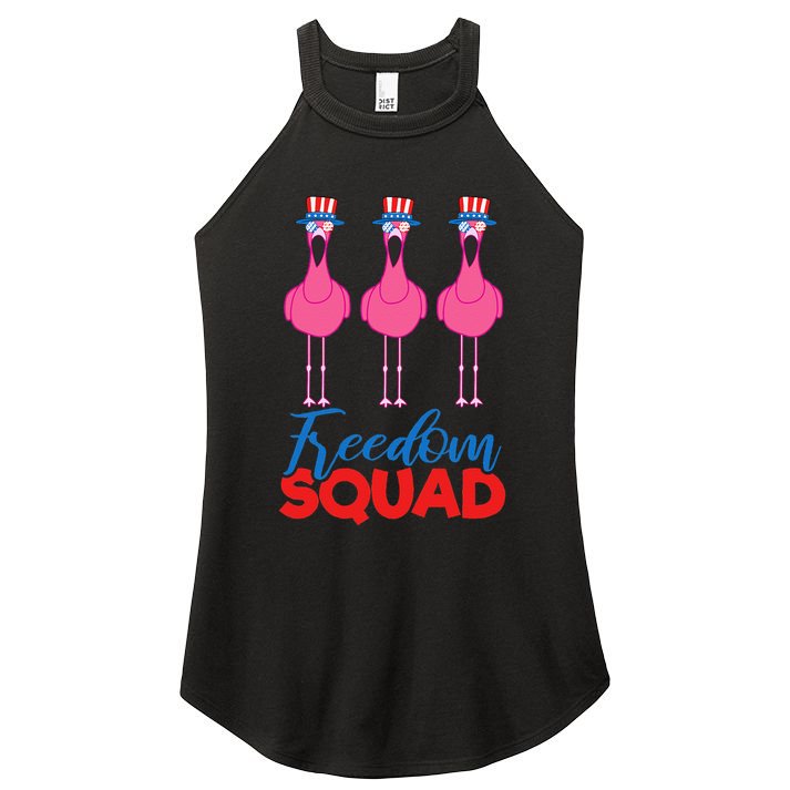 Flamingo Freedom Squad Matching 4th Of July Usa Team Gift Women's Perfect Tri Rocker Tank