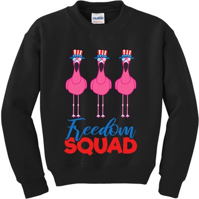 Flamingo Freedom Squad Matching 4th Of July Usa Team Gift Kids Sweatshirt