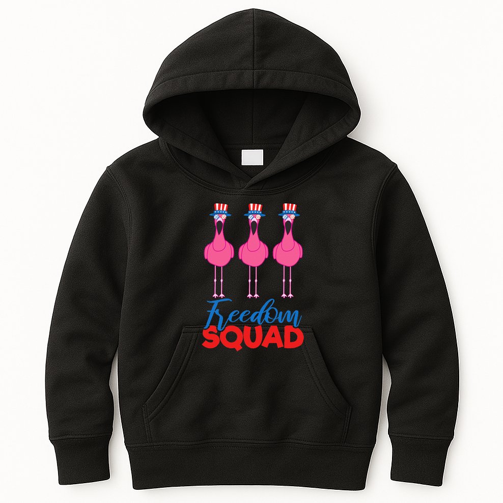 Flamingo Freedom Squad Matching 4th Of July Usa Team Gift Kids Hoodie