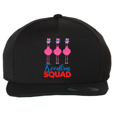 Flamingo Freedom Squad Matching 4th Of July Usa Team Gift Wool Snapback Cap