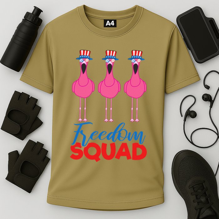 Flamingo Freedom Squad Matching 4th Of July Usa Team Gift Cooling Performance Crew T-Shirt