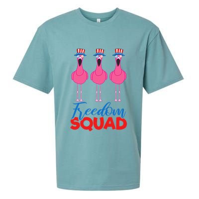 Flamingo Freedom Squad Matching 4th Of July Usa Team Gift Sueded Cloud Jersey T-Shirt