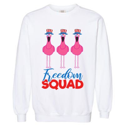 Flamingo Freedom Squad Matching 4th Of July Usa Team Gift Garment-Dyed Sweatshirt