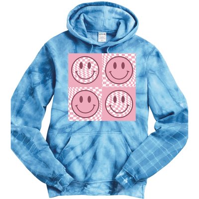 Funny Face Shirt Checkered Pattern Smile Face Meme Trendy Tie Dye Hoodie