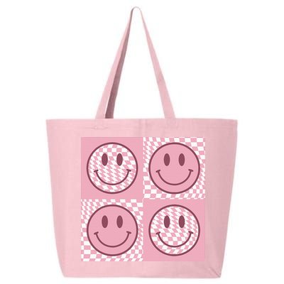 Funny Face Shirt Checkered Pattern Smile Face Meme Trendy 25L Jumbo Tote