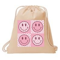 Funny Face Shirt Checkered Pattern Smile Face Meme Trendy Drawstring Bag
