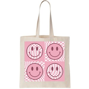 Funny Face Shirt Checkered Pattern Smile Face Meme Trendy Tote Bag