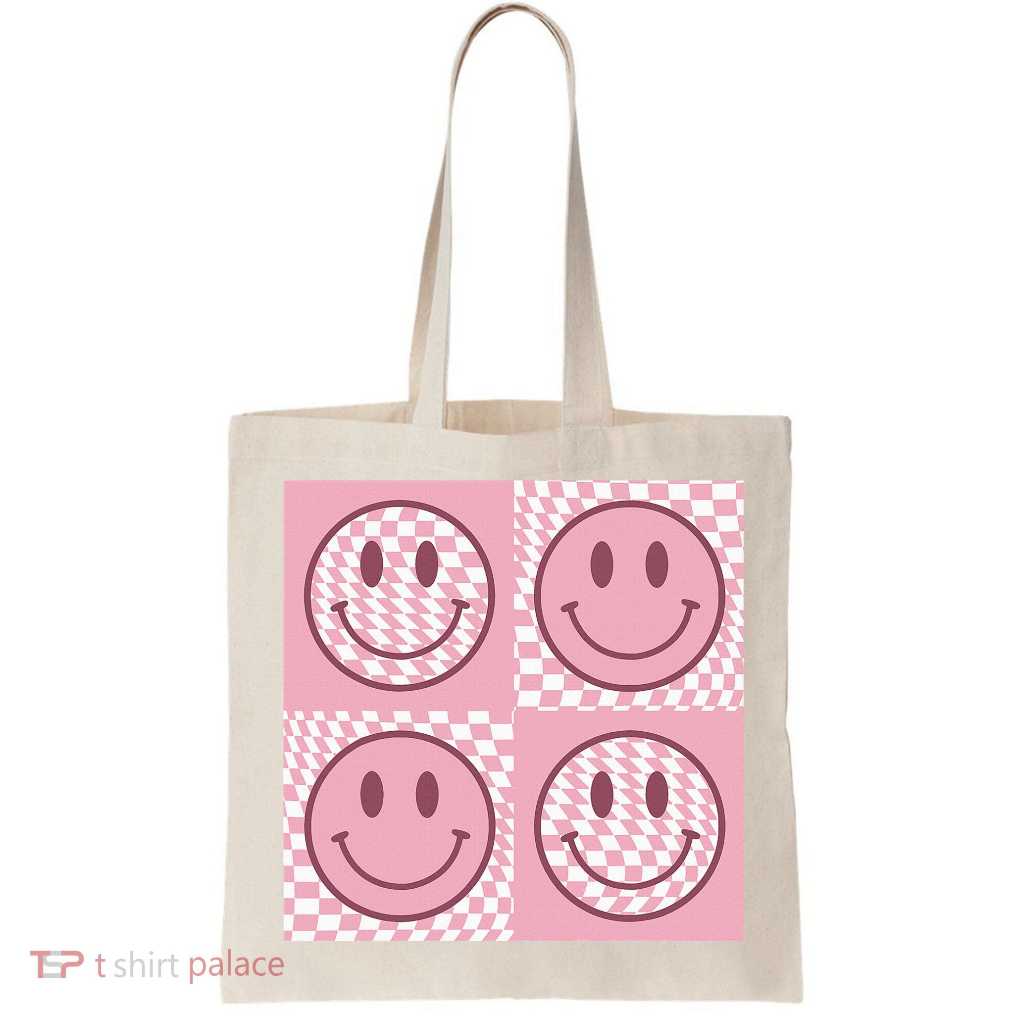Funny Face Shirt Checkered Pattern Smile Face Meme Trendy Bag