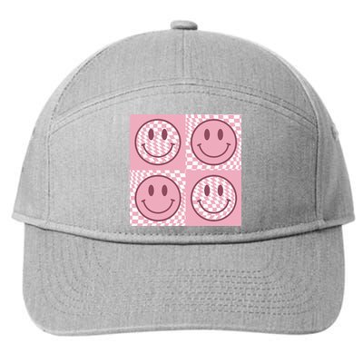 Funny Face Shirt Checkered Pattern Smile Face Meme Trendy 7-Panel Snapback Hat
