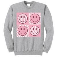 Funny Face Shirt Checkered Pattern Smile Face Meme Trendy Tall Sweatshirt