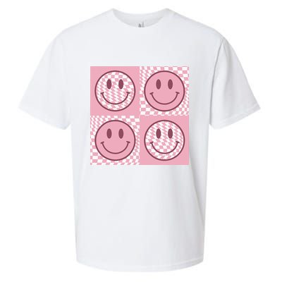 Funny Face Shirt Checkered Pattern Smile Face Meme Trendy Sueded Cloud Jersey T-Shirt
