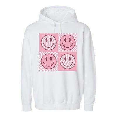 Funny Face Shirt Checkered Pattern Smile Face Meme Trendy Garment-Dyed Fleece Hoodie