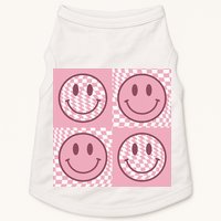 Funny Face Shirt Checkered Pattern Smile Face Meme Trendy Doggie Tank