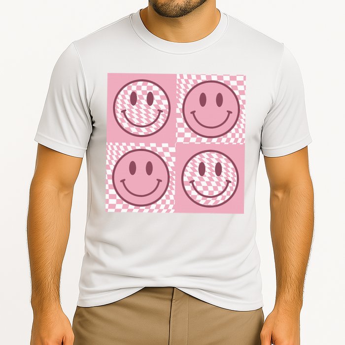 Funny Face Shirt Checkered Pattern Smile Face Meme Trendy Performance Shirt