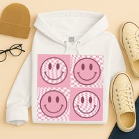 Funny Face Shirt Checkered Pattern Smile Face Meme Trendy Hoodie