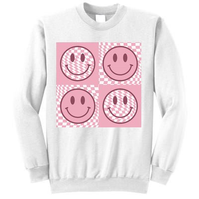 Funny Face Shirt Checkered Pattern Smile Face Meme Trendy Sweatshirt