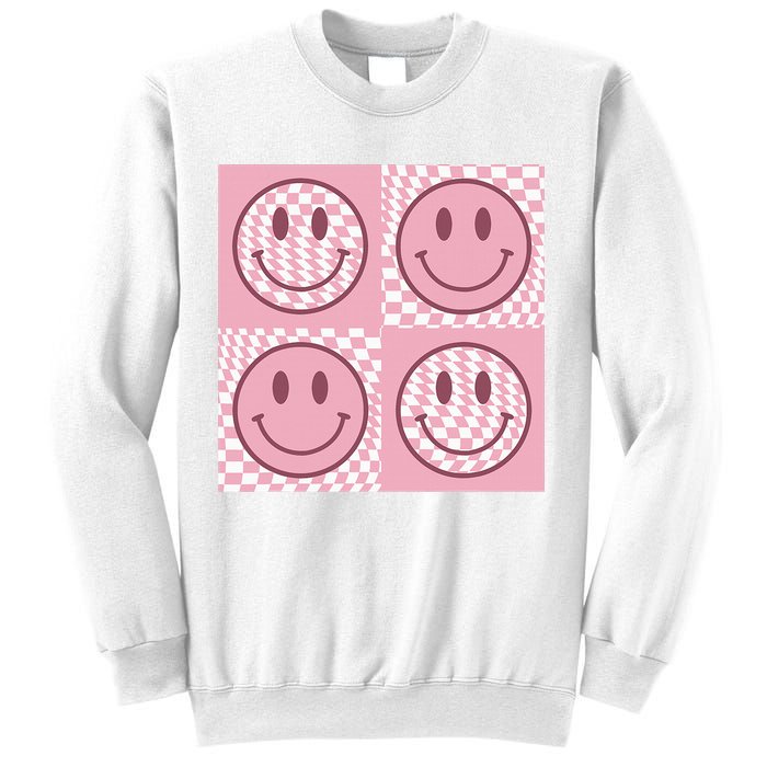 Funny Face Shirt Checkered Pattern Smile Face Meme Trendy Sweatshirt