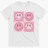 Funny Face Shirt Checkered Pattern Smile Face Meme Trendy T-Shirt