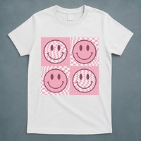 Funny Face Shirt Checkered Pattern Smile Face Meme Trendy T-Shirt