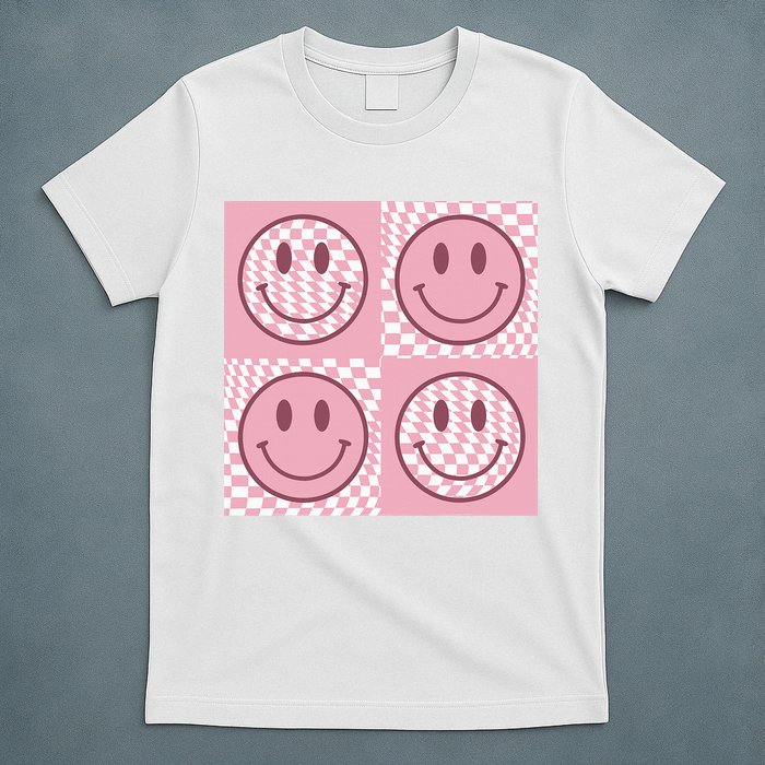 Funny Face Shirt Checkered Pattern Smile Face Meme Trendy T-Shirt
